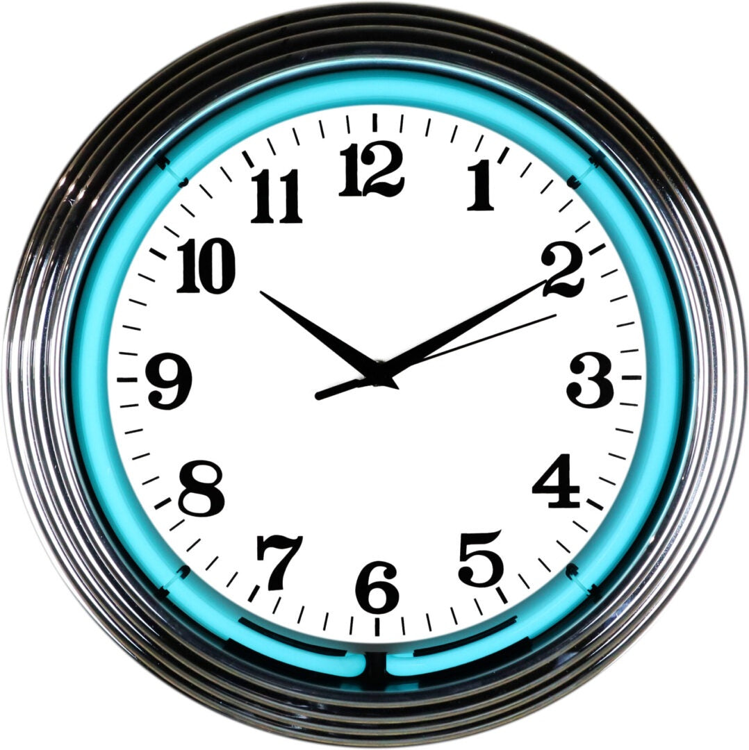 Neonetics Teal Water Blue Neon Clock