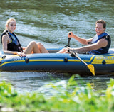 Yellow aluminum boat oars.