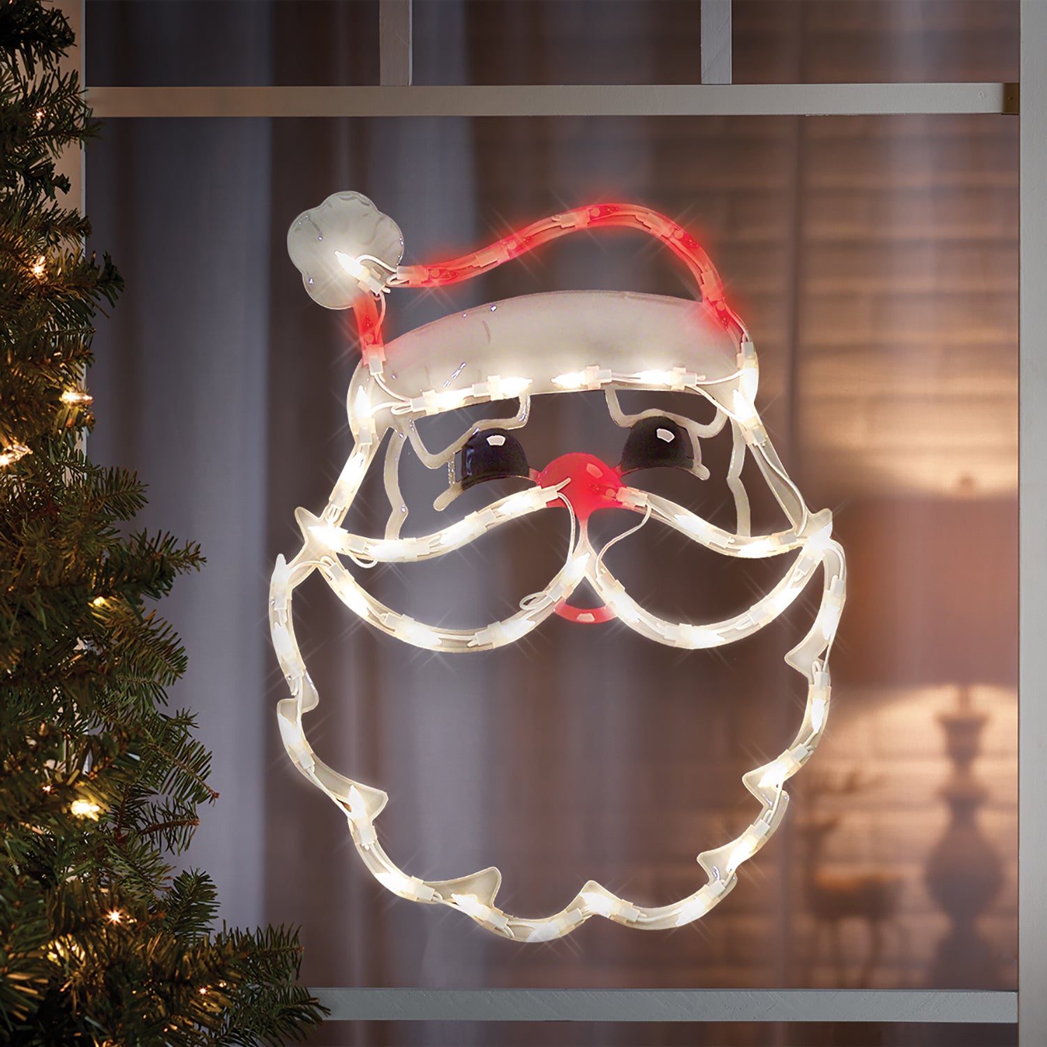 18" Lighted Santa Claus Christmas Window Silhouette