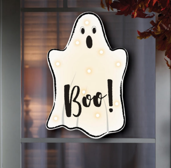 Lighted Shimmer Boo Ghost Decoration | Cute Halloween Decorations ...
