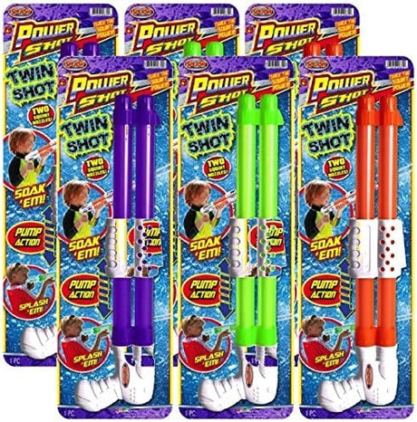 Squirt gun with two, skinny nozzles.
