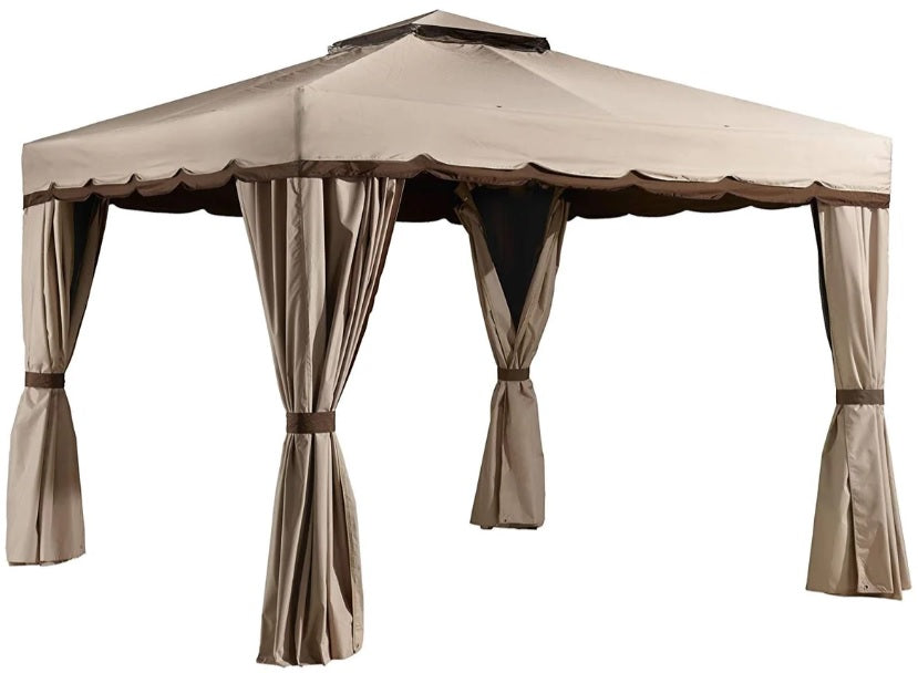 10' x 10' Rivel Soft Top Gazebo with Netting and Curtains by Sojag