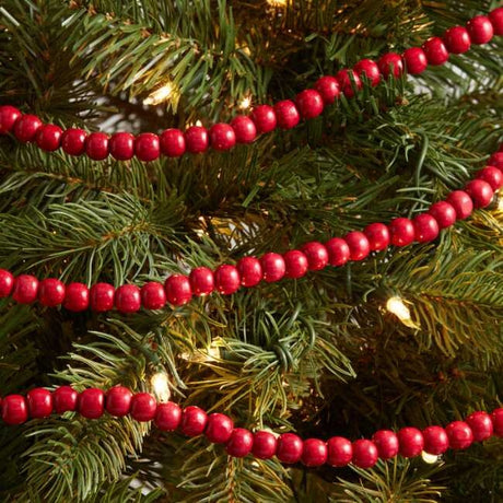 9' Wooden Red Beaded Garland