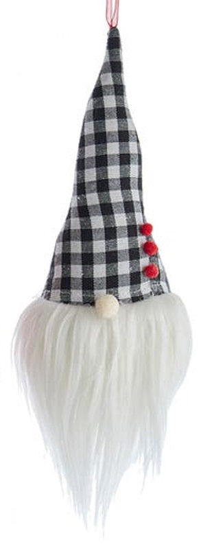 11" Gingham Holiday Gnome Head Ornament