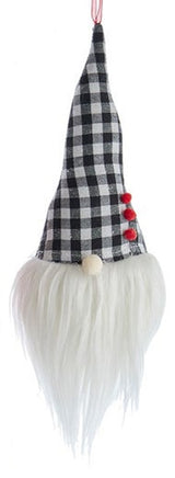 11" Gingham Holiday Gnome Head Ornament