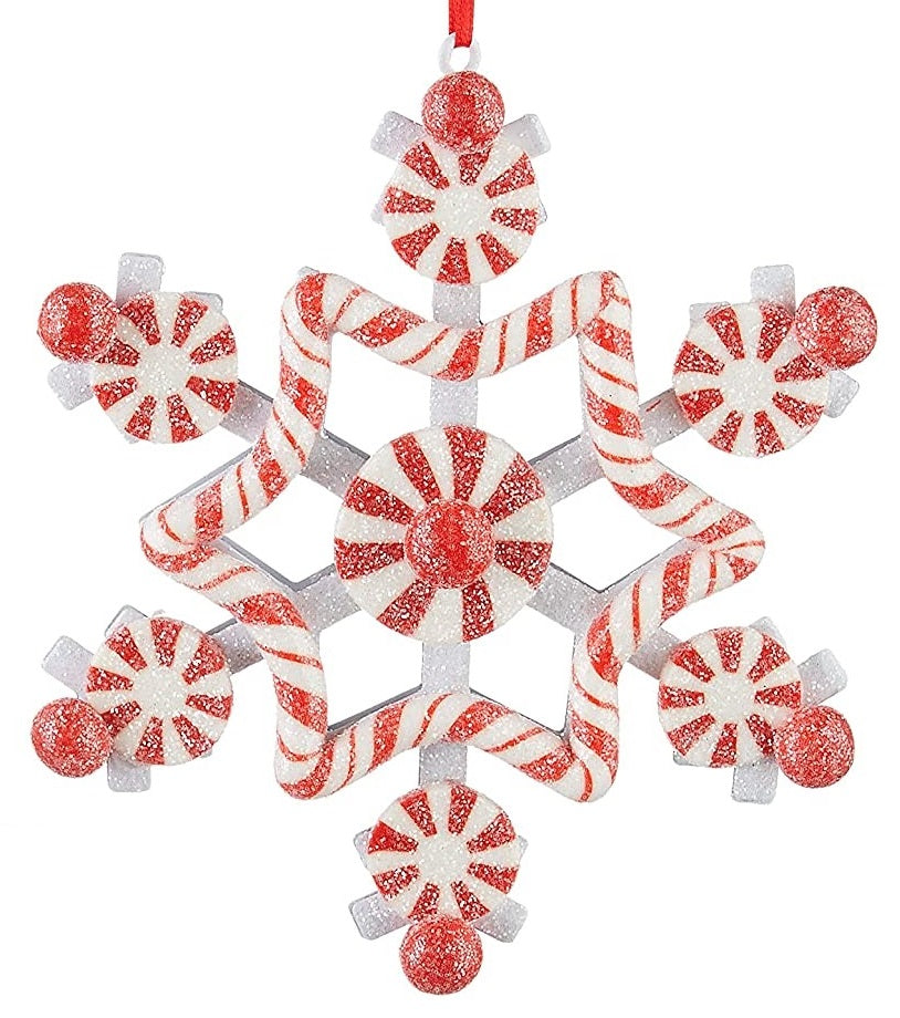 5.5" Peppermint Snowflake Ornament