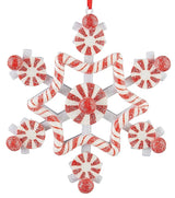 5.5" Peppermint Snowflake Ornament