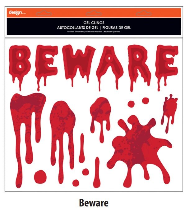 Halloween 11.5”x 12” Bloody Gel Clings