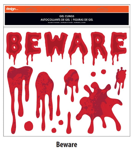 Halloween 11.5”x 12” Bloody Gel Clings