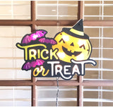 Lighted Shimmer Trick or Treat Halloween Window Ornament