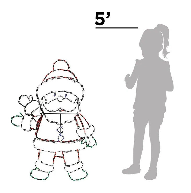 48" LED Animation Waving Santa Yard Decoration with Durable Steel Frame