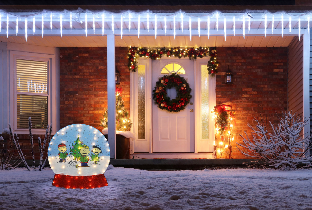 2D Peanuts® Caroling Scene LED Snow Globe Yard Decoration