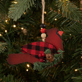 6" Black and Red Buffalo Check Cardinal Ornament