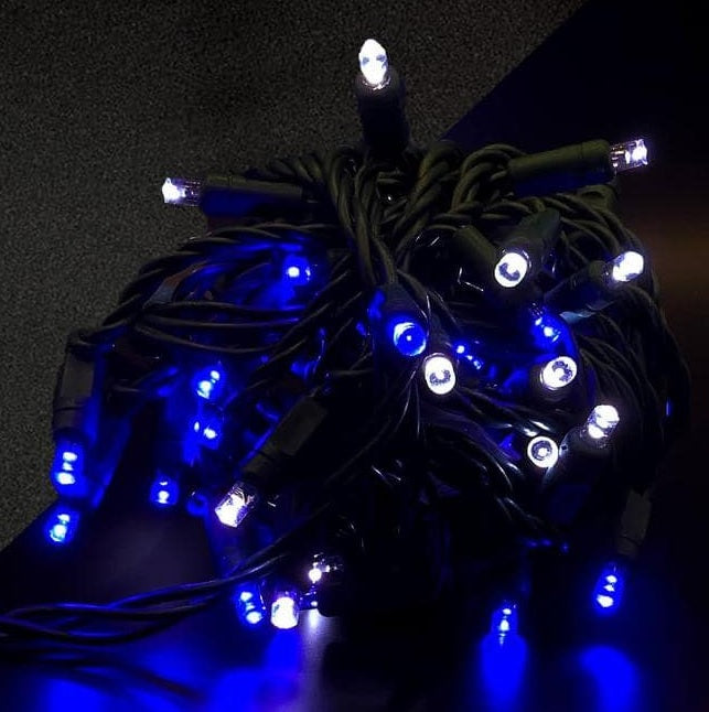 String of blue and pure white LED lights.