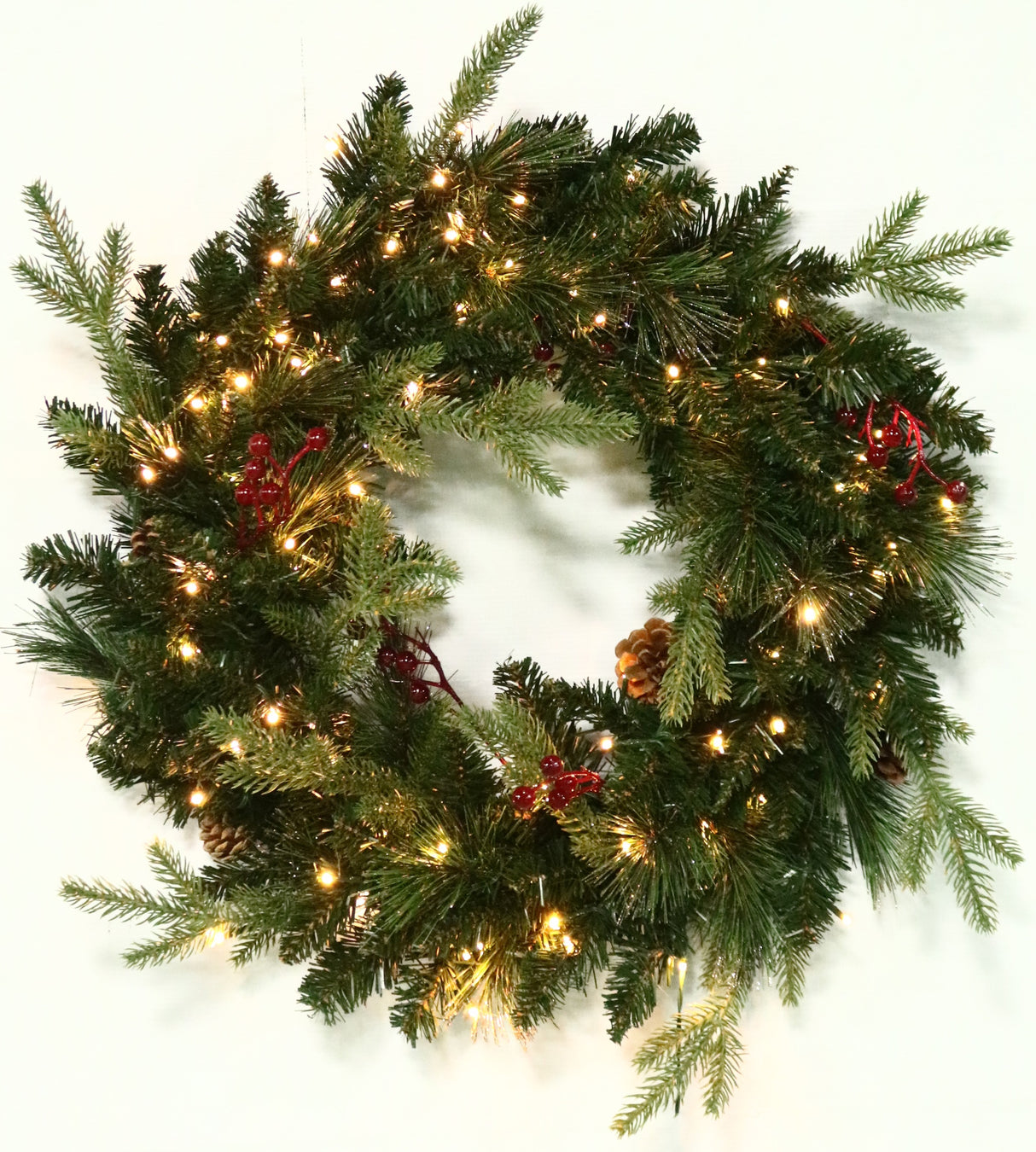 24" Norfolk Pine Wreath with 80 Battery-Operated Starry Lights