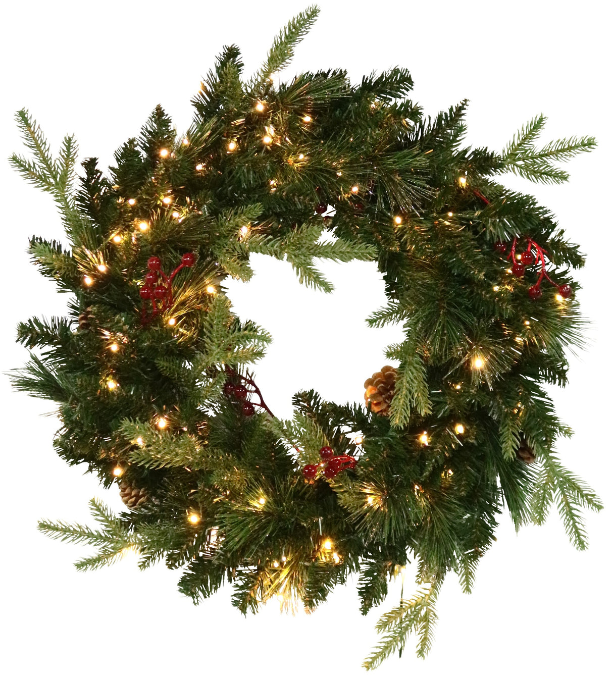 24" Norfolk Pine Wreath with 80 Battery-Operated Starry Lights