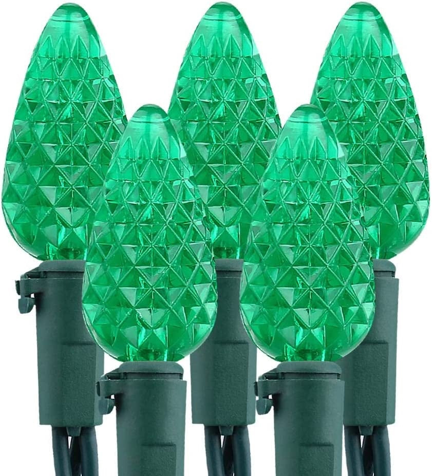 An up close look at green LED lights.
