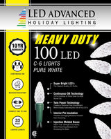 A box of 100 LED C6 pure white lights.