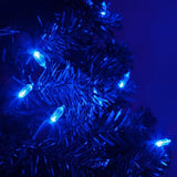 Blue mini LED lights on a Christmas tree.