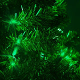 Mini green LED lights on a Christmas tree.