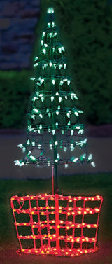 4' Green & Red Twinkling LED Tree Topiary Outdoor Decoration