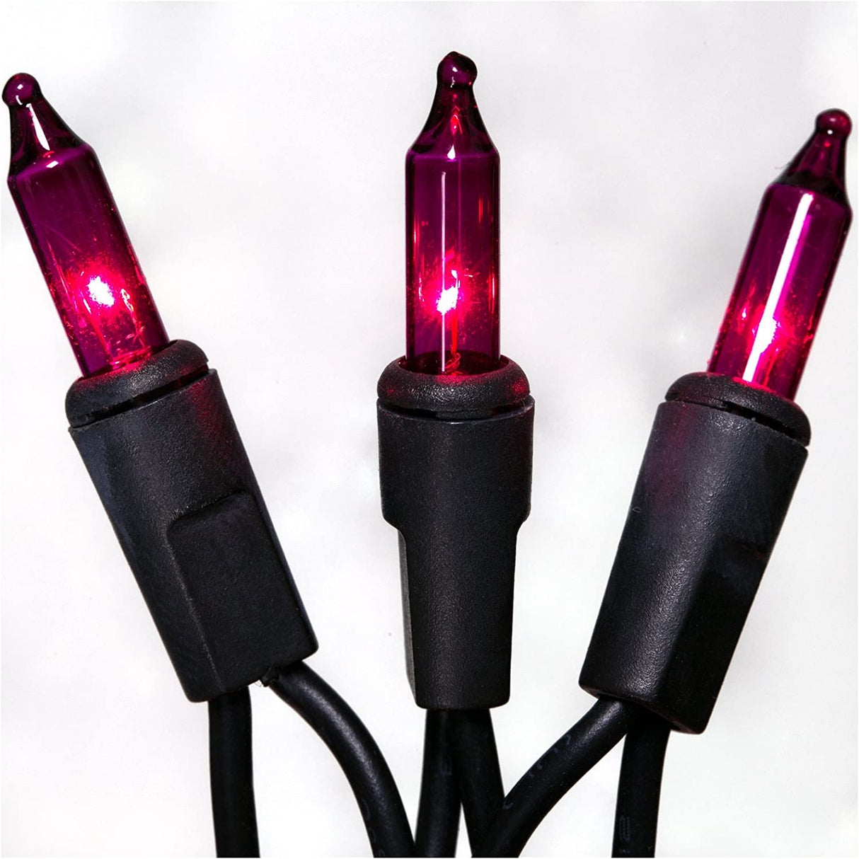 Set of 100 Purple Halloween Lights on a Black Wire