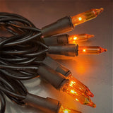 Set of 100 Orange Halloween Lights on a Black Wire