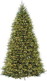 Artificial tree pre-lit with clear lights.