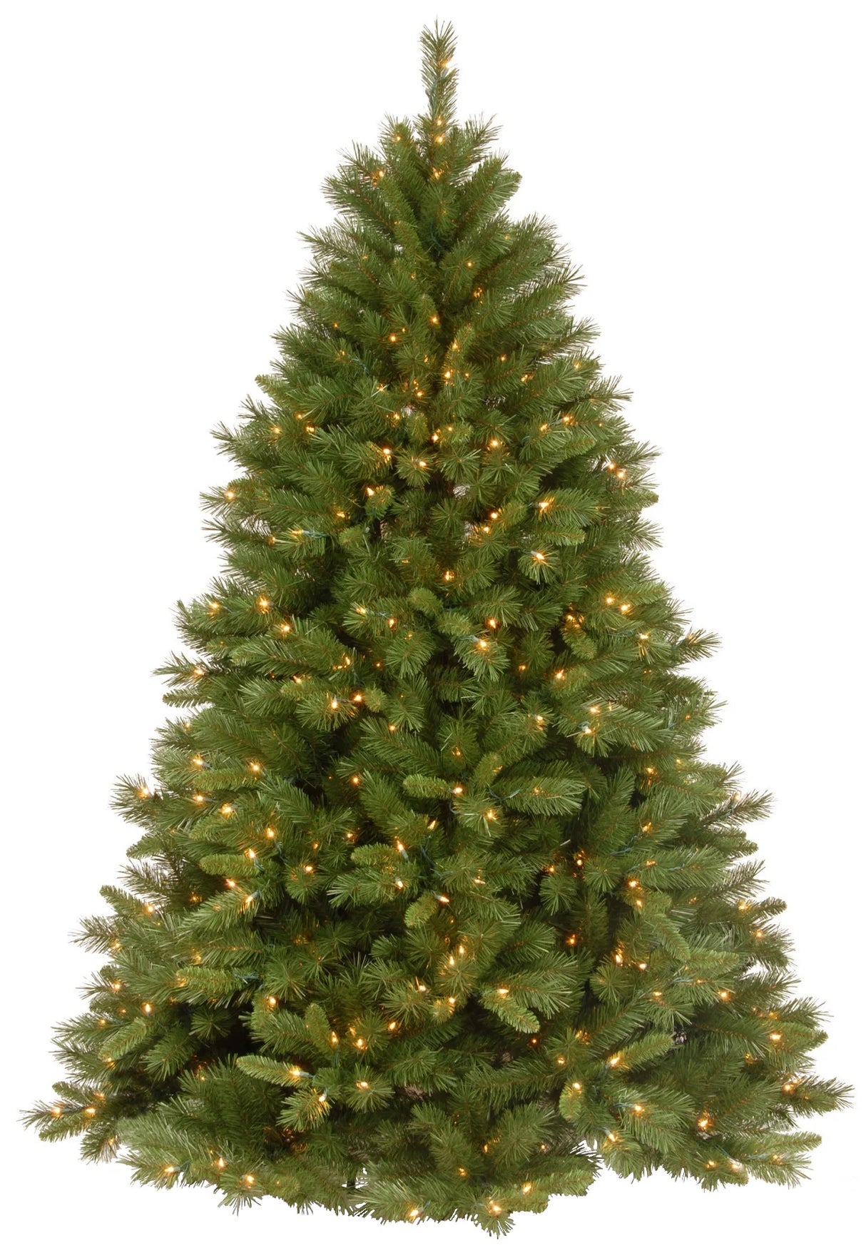 Artificial tree pre-lit with clear lights.