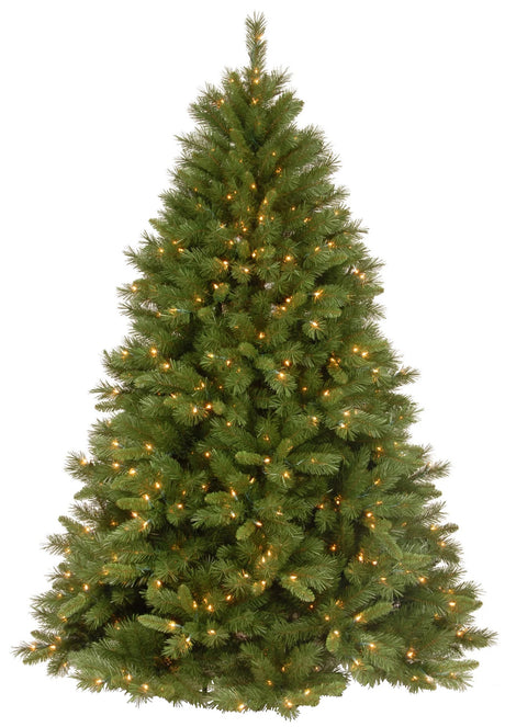 Artificial tree pre-lit with clear lights.