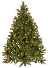 Artificial tree pre-lit with clear lights.