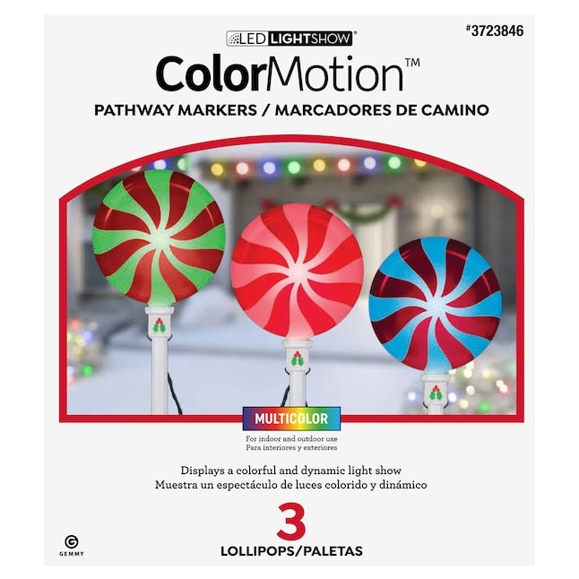 Set of 3 LightShow® Multi-Colored Christmas Lollipop Pathway Markers
