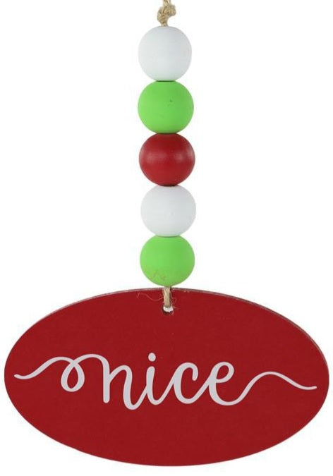 6.5" Beaded Naughty or Nice Double-Sided Ornament