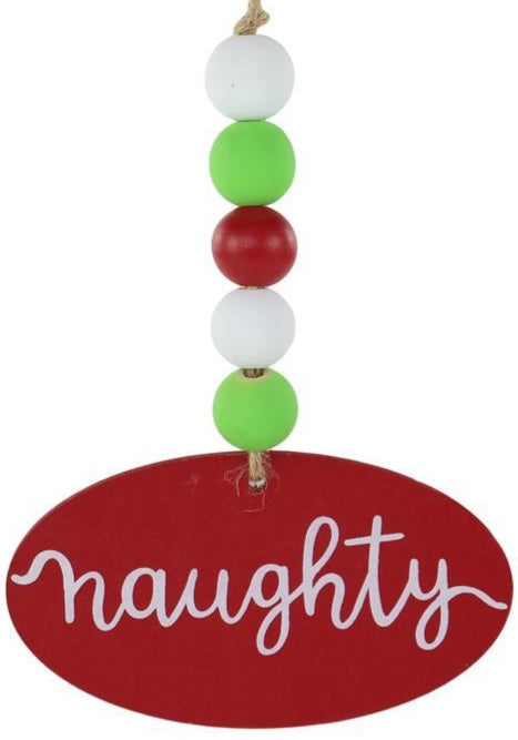 6.5" Beaded Naughty or Nice Double-Sided Ornament