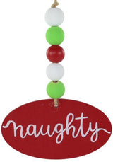6.5" Beaded Naughty or Nice Double-Sided Ornament