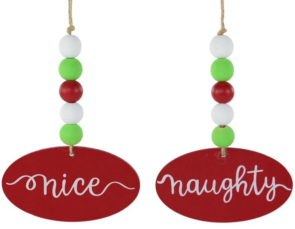 6.5" Beaded Naughty or Nice Double-Sided Ornament