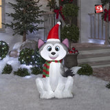 3.5' Airblown® Inflatable Husky with Santa Hat