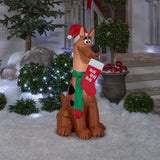 3.5' Gemmy Christmas Airblown® Inflatable Scooby-Doo with Santa Hat and Stocking