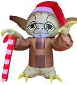 3' Airblown® Yoda with Santa Hat Star Wars Christmas Inflatable