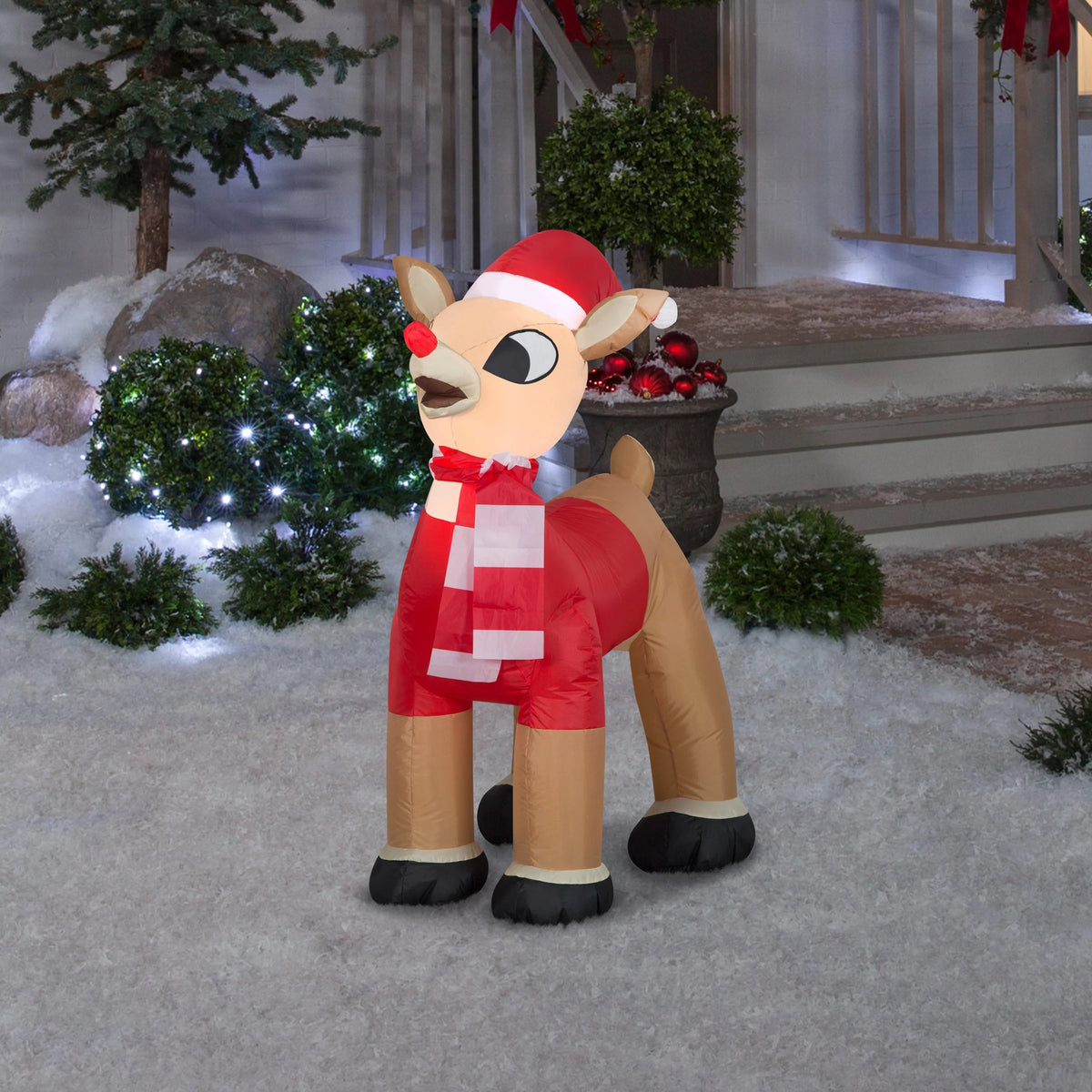 Prototype Rudolph Inflatable Inflatable Rudolph the Red-Nosed Reindeer in Santa Hat and Scarf ...