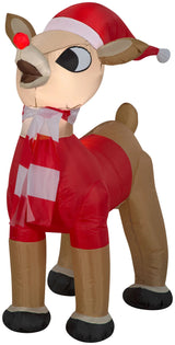 3.5' Gemmy Airblown® Inflatable Rudolph the Red-Nosed Reindeer in Santa Hat and Scarf