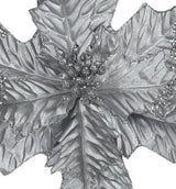 23" Metallic Silver Poinsettia Stem