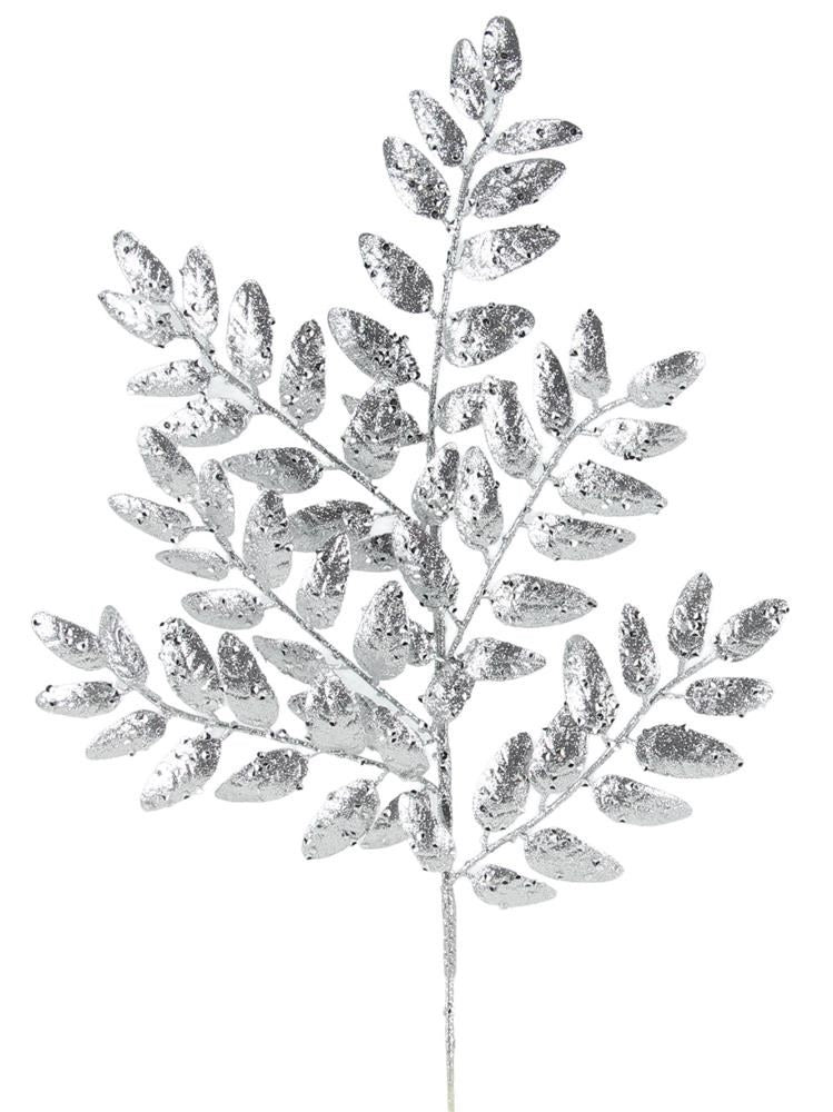 21" Silver Glitter Honey Locust Spray