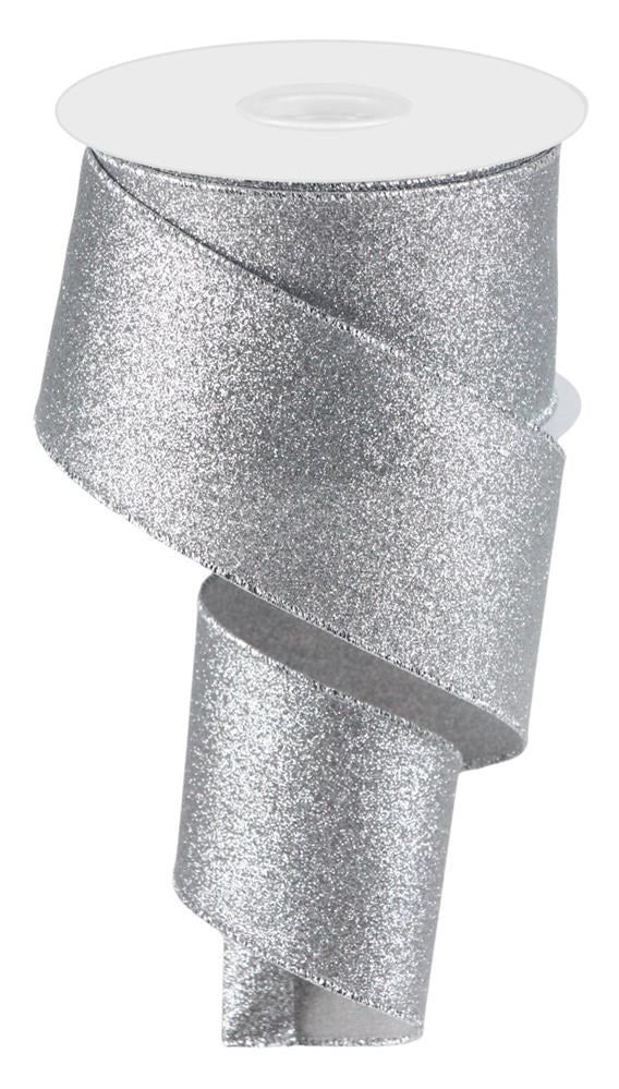 Shiny silver decorating ribbon.