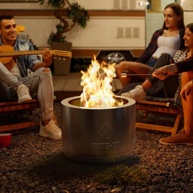 HotShot Explorer Portable Low Smoke 19.5" Round Wood-Burning Fire Pit with Carry Bag