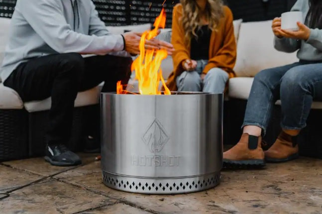 HotShot Explorer Portable Low Smoke 19.5" Round Wood-Burning Fire Pit with Carry Bag