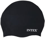 Silicone swimming masks designed not to stick to your hair. There are three color options: blue, white and black.