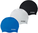 Silicone swimming masks designed not to stick to your hair. There are three color options: blue, white and black.
