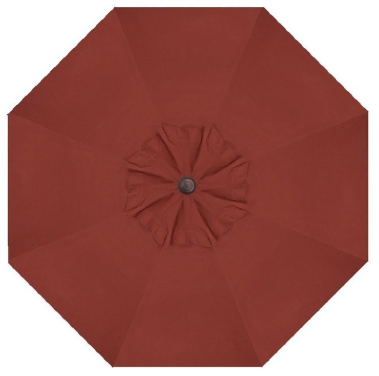 9' Auto Tilt Market Bronze Frame Terra Cotta Canopy Umbrella Thin Pole