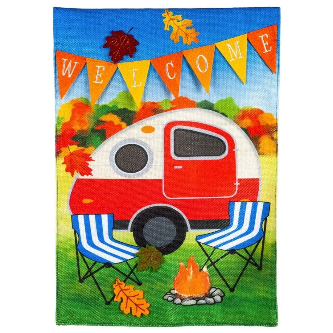 Fall Camper Burlap Boutique™ Garden Flag